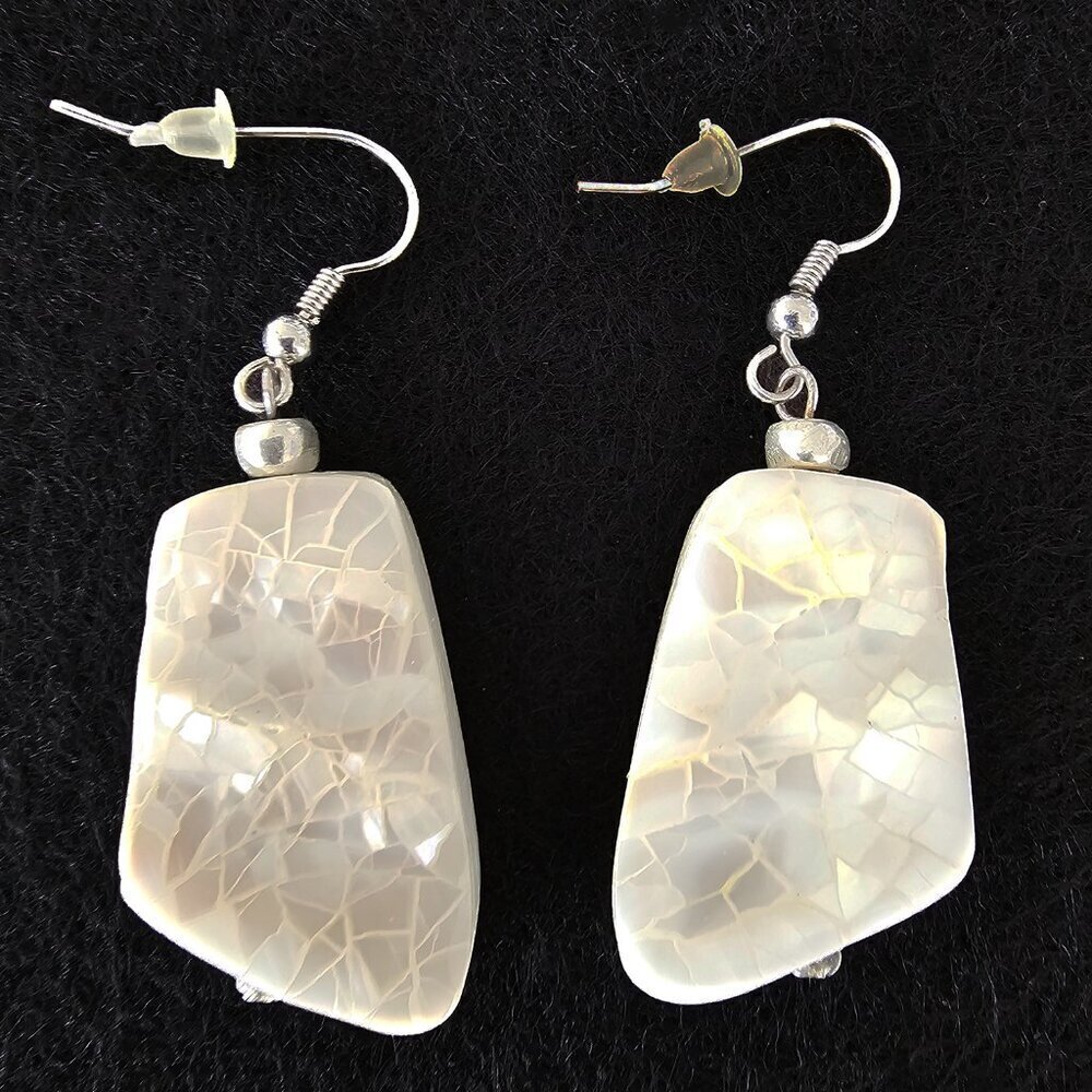 Earrings Mother of Pearl Cracked Mosiac